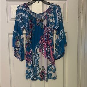 Floral Bohemian Women's Top - Blue and Pink
